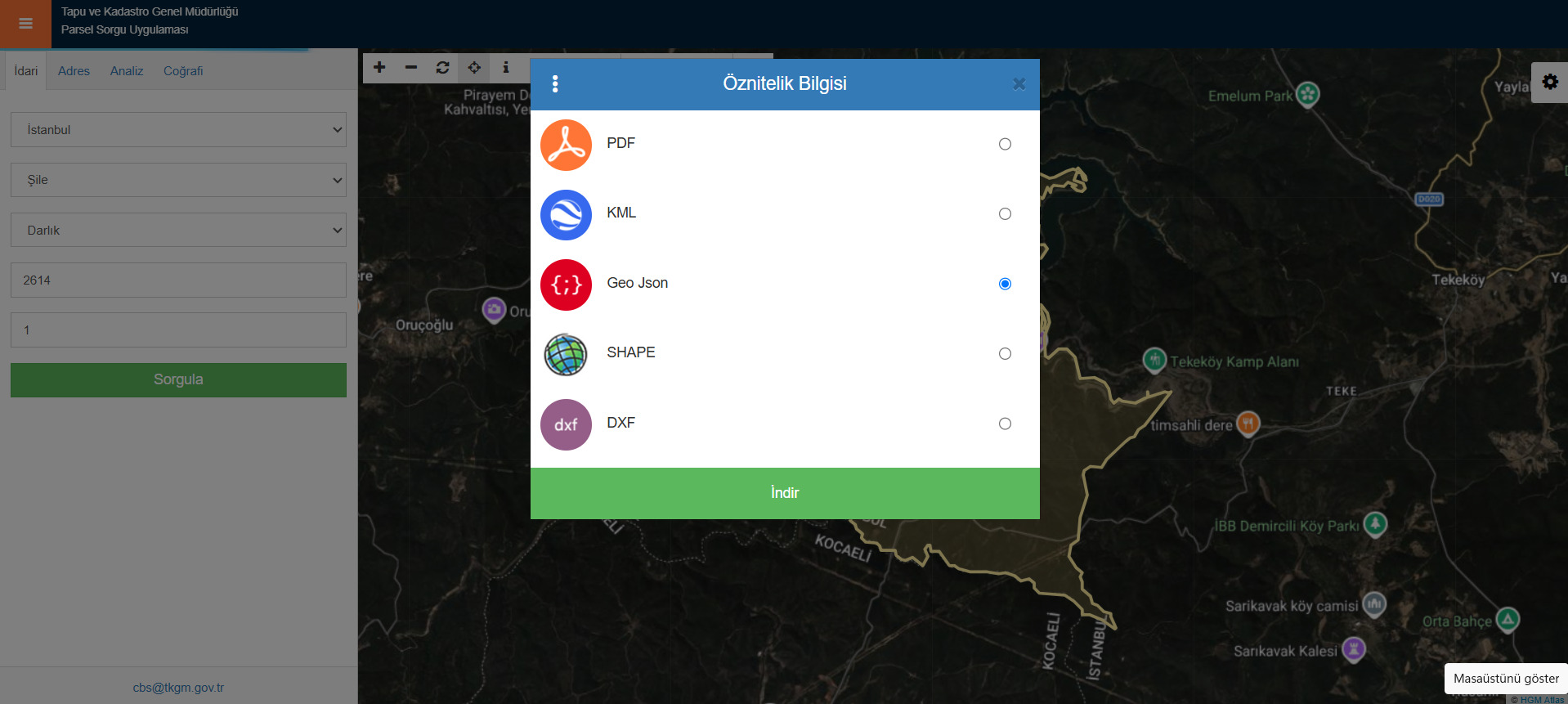 GeoJSON indirme